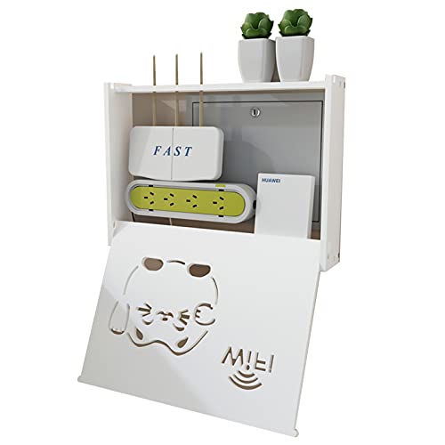 Tauzveok Kleiner WiFi-Router Regal Zur Aufbewahrung Oder Dekorations-Box Wand Befestigter Router Storage Box 24 * 8.5 * 20Cm Wandhalterung,Cat von Tauzveok