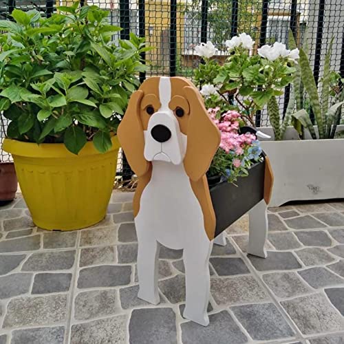 Tauzveok Pflanze Holz blumenkübel,Hund blumentopf, pflanzgefäße für draussen deko, für gartendeko, Kakteen, Büro, Perfekte Geschenkidee blumentöpfe,Beagle von Tauzveok