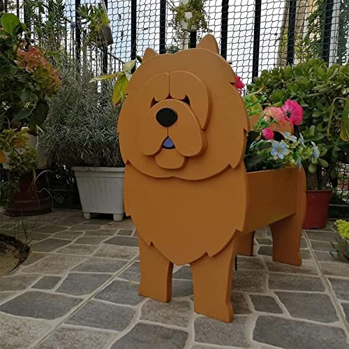 Tauzveok Pflanze Holz blumenkübel,Hund blumentopf, pflanzgefäße für draussen deko, für gartendeko, Kakteen, Büro, Perfekte Geschenkidee blumentöpfe,Chow Chow Grau von Tauzveok