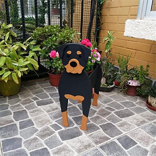 Tauzveok Pflanze Holz blumenkübel,Hund blumentopf, pflanzgefäße für draussen deko, für gartendeko, Kakteen, Büro, Perfekte Geschenkidee blumentöpfe,Rottweiler von Tauzveok