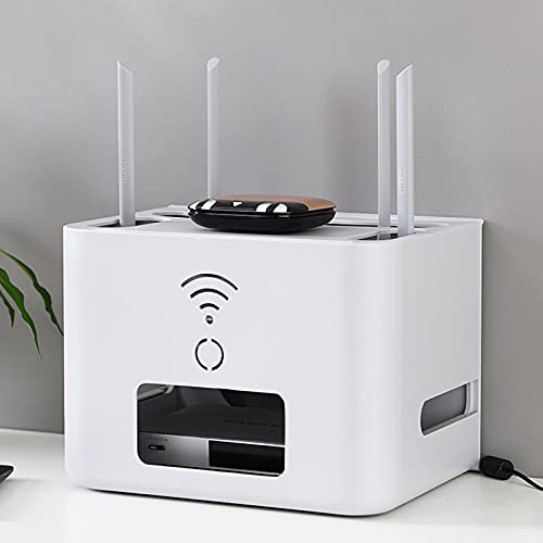 Tauzveok Router Aufbewahrungsboxen Router Regal, Kabelaufbewahrungsbox Kabel Verstecken Bei Kabelsalat, Set-Top-Box-Rack Schreibtisch Für Wohnzimmer Hotel Büro,29.2 * 21 * 20.9cm von Tauzveok