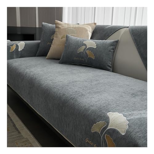 Tauzveok Sofa überzug 3 Sitzer, Chenille Sofabezug, Sofaschoner SitzfläChe rutschfeste, FüR 1-4 Seater L Shape Sofaschutz, Ecksofa Couchbezug, Hund Katze Sofaschutzdecke,Grau,70 * 210cm von Tauzveok