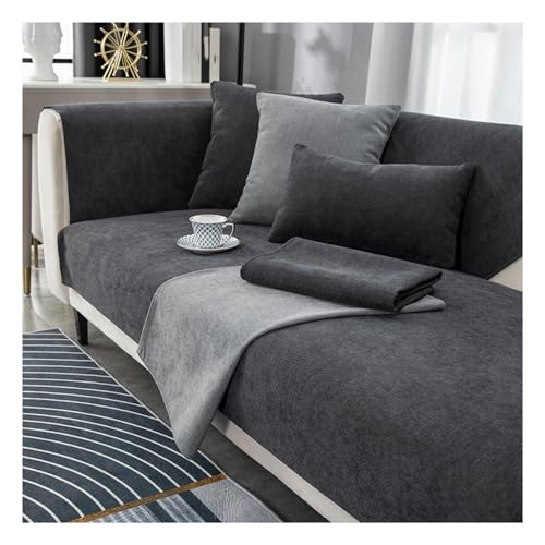 Tauzveok Sofabezug rutschfeste, Sofa überzug 3 sitzer, Für L Shape Eck 3 2 4 Sitzer Sofaüberzug, Hund Katze Sofaschoner, Chenille sofadecken für sitzfläche,Dark Gray,70 * 150cm von Tauzveok