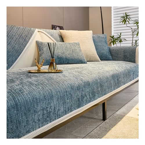 Tauzveok Sofaschoner rutschfest, Chenille Sofabezug, Sofadecken Für Sitzfläche, Für L Form/U Form/Ecksofa 3 2 1 4 Sitzer Sofahusse,Blau,110 * 160cm von Tauzveok