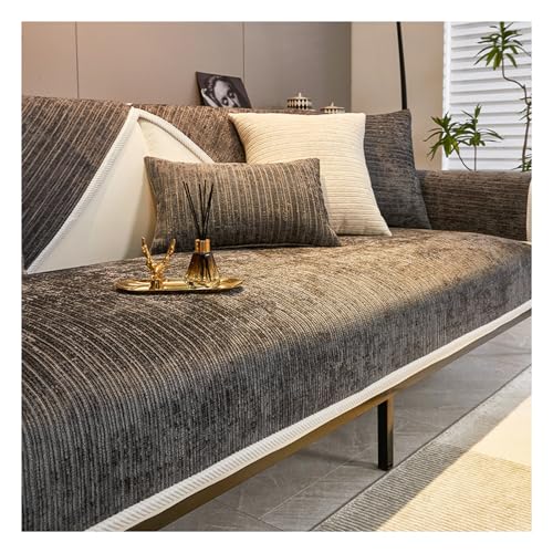 Tauzveok Sofaschoner rutschfest, Chenille Sofabezug, Sofadecken Für Sitzfläche, Für L Form/U Form/Ecksofa 3 2 1 4 Sitzer Sofahusse,Dark Gray,110 * 180cm von Tauzveok