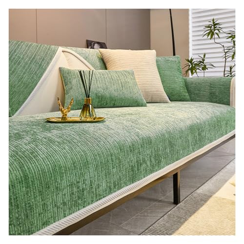 Tauzveok Sofaschoner rutschfest, Chenille Sofabezug, Sofadecken Für Sitzfläche, Für L Form/U Form/Ecksofa 3 2 1 4 Sitzer Sofahusse,Grün,70 * 150cm von Tauzveok