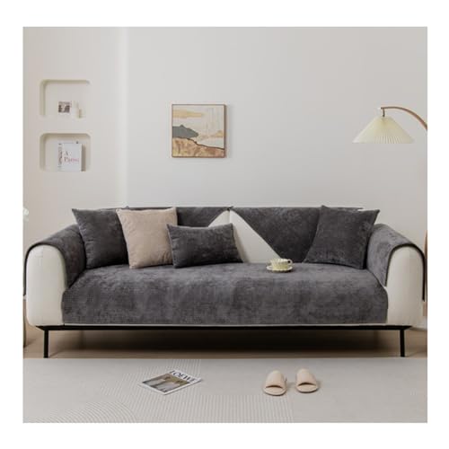 Tauzveok Sofaschoner rutschfest, Hund Katze Sofaschutzdecke, Eck Sofa üBerzug, Sofabezug Antirutsch Decke, Chenille Sofabezug 1 2 3 4 Sitzer,A Dark Gray,90 * 180cm von Tauzveok