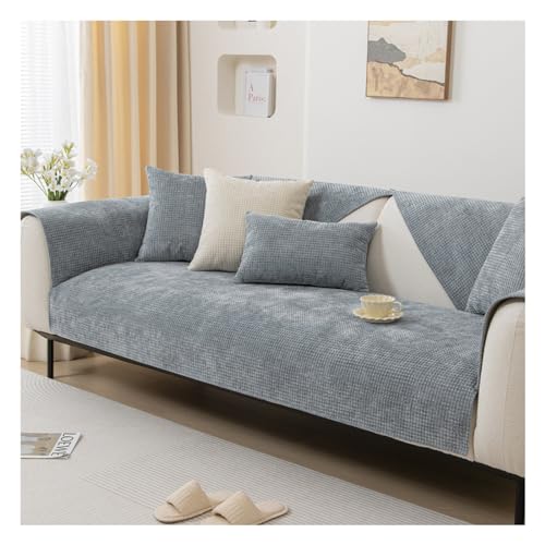 Tauzveok Sofaschoner rutschfest, Hund Katze Sofaschutzdecke, Eck Sofa üBerzug, Sofabezug Antirutsch Decke, Chenille Sofabezug 1 2 3 4 Sitzer,A Light Gray,90 * 180cm von Tauzveok