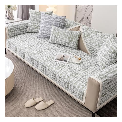 Tauzveok Sofaschoner rutschfest, Hund Katze Sofaschutzdecke, Eck Sofa üBerzug, Sofabezug Antirutsch Decke, Chenille Sofabezug 1 2 3 4 Sitzer,B Green,70 * 210cm von Tauzveok