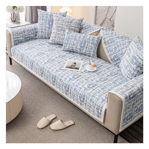 Tauzveok Sofaschoner rutschfest, Hund Katze Sofaschutzdecke, Eck Sofa üBerzug, Sofabezug Antirutsch Decke, Chenille Sofabezug 1 2 3 4 Sitzer,B Light Blue,70 * 180cm von Tauzveok