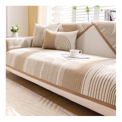Tauzveok Sofaschoner rutschfest, Hund Katze Sofaschutzdecke, Eck Sofa üBerzug, Sofabezug Antirutsch Decke, Chenille Sofabezug 1 2 3 4 Sitzer,C Milky White,110 * 240cm von Tauzveok