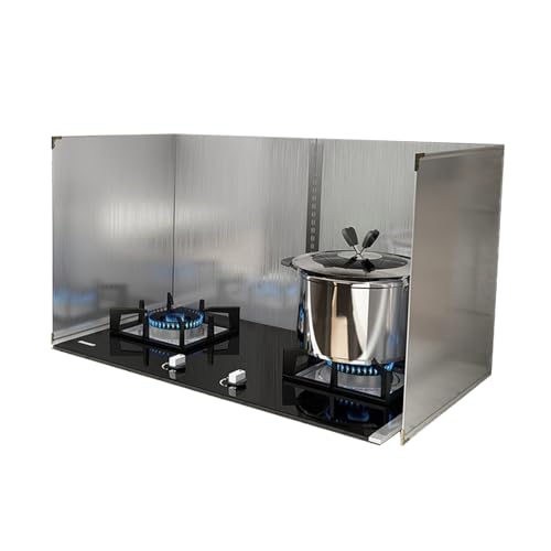 Tauzveok Spritzschutz Küchenrückwand, Faltbare Küche Herdspritzschutz, Mit Antihaftbeschichtung, Edelstahl Splash Guard, Für Gaskocher Herdplatte Bratpfanne Und Friteuse,C45*90 * 45cm von Tauzveok