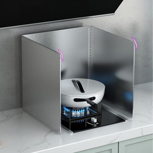 Tauzveok Spritzschutz Küchenrückwand, Faltbarer Küchenwand Spritzschutz, Für Gaskocher Herdplatte Bratpfanne Und Friteuse, Mit Antihaftbeschichtung, Edelstahl,B3,3P 40 * 40 * 40cm von Tauzveok