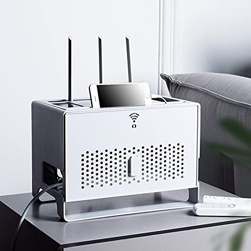 Tauzveok WiFi Router Regal Weiß WLAN Box Aufbewahrungsboxen TV Kabel Verstecken Box Schreibtisch Kabelmanagement Für Wohnzimmer Hotel Büro,31 * 21 * 23cm von Tauzveok