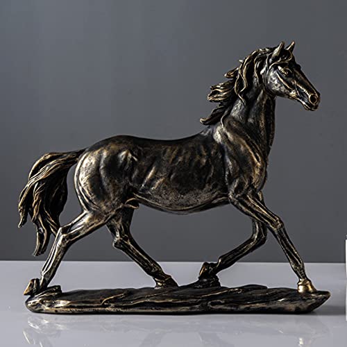 Tierskulptur Pferde Statue Deko 29.3Cm Home Pferd Statue Handwerk Modell Für Privatpersonen Gästezimmer Restaurant Schreibtisch Skulptur Innendekorationen,Bronze von Tauzveok