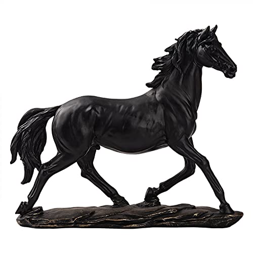 Tierskulptur Pferde Statue Deko 29.3Cm Home Pferd Statue Handwerk Modell Für Privatpersonen Gästezimmer Restaurant Schreibtisch Skulptur Innendekorationen,Schwarz von Tauzveok