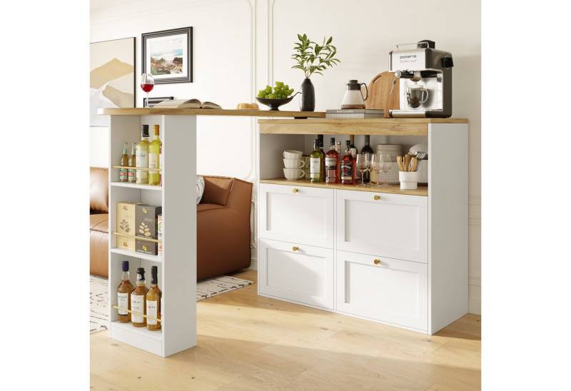 TavilaEcon Bartisch 360° rotierbar, 3 Ebenen offener Stauraum, 105 x 39 x 102 cm von TavilaEcon