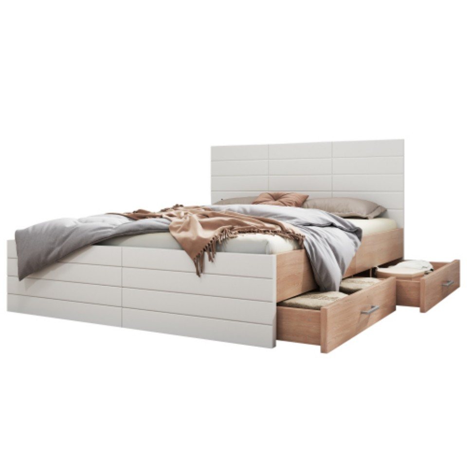 TavilaEcon Bett Doppelbett mit 2 Schubladen (Ohne Matratze), 140×200/160×200/180×200cm von TavilaEcon