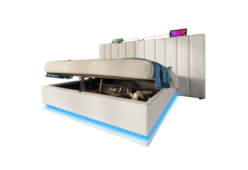 TavilaEcon Boxspringbett Doppelbett mit Stauraum, App-LED und USB-C-Ladefunktion, Ohne Matratze und Nachttisch TavilaEcon Boxspringbett Doppelbett mit Stauraum, App-LED und USB-C-Ladefunktion, Ohne Matratze und Nachttisch von TavilaEcon