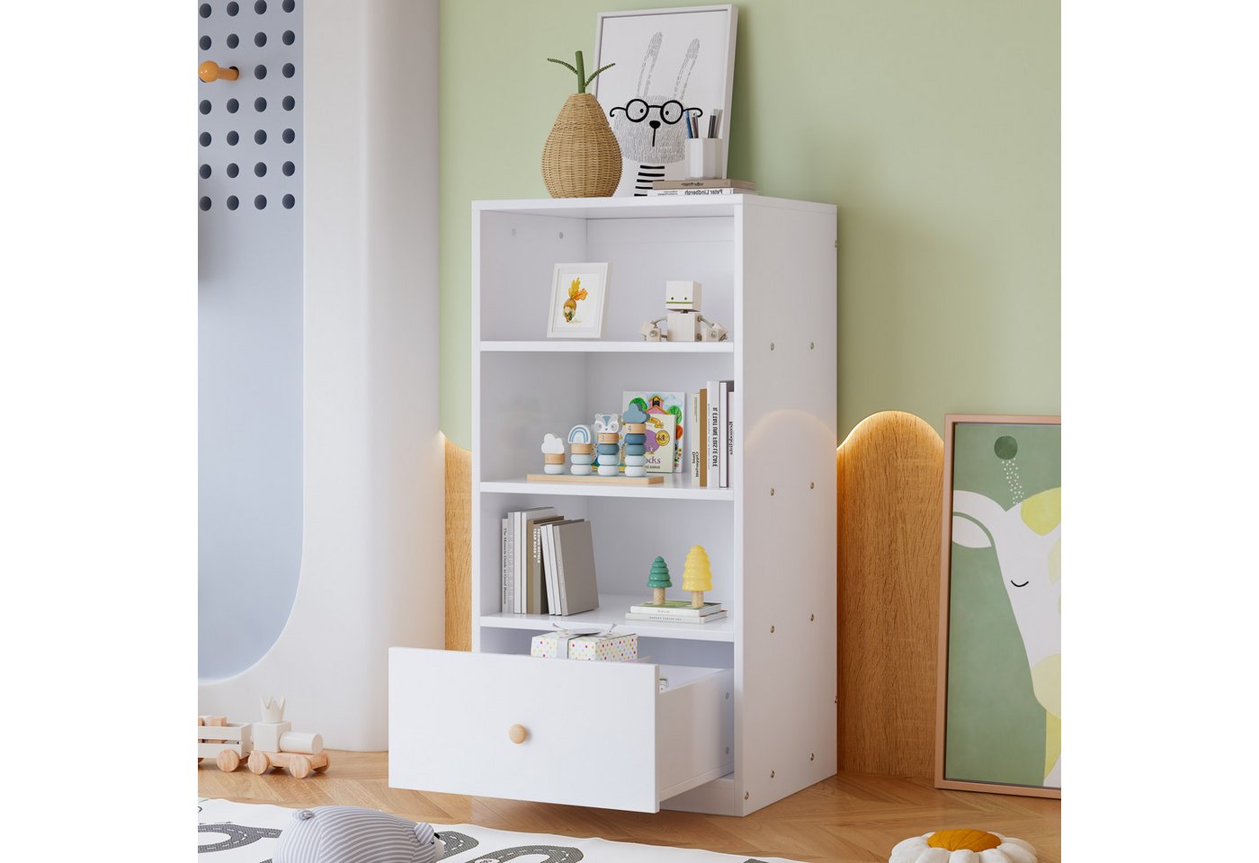 TavilaEcon Bücherregal Regal mit drei Einlegeböden und einer Schublade, mit geräuschlosen Gleitern TavilaEcon Bücherregal Regal mit drei Einlegeböden und einer Schublade, mit geräuschlosen Gleitern von TavilaEcon