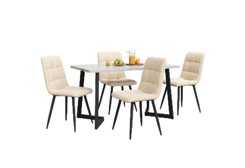 TavilaEcon Essgruppe Rechteckiger Esstisch 117*68*75cm mit 4 Stühlen Set, (5-tlg) von TavilaEcon