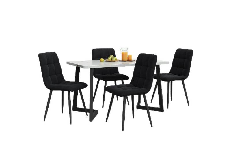 TavilaEcon Essgruppe Rechteckiger Esstisch 117*68*75cm mit 4 Stühlen Set, (5-tlg) von TavilaEcon