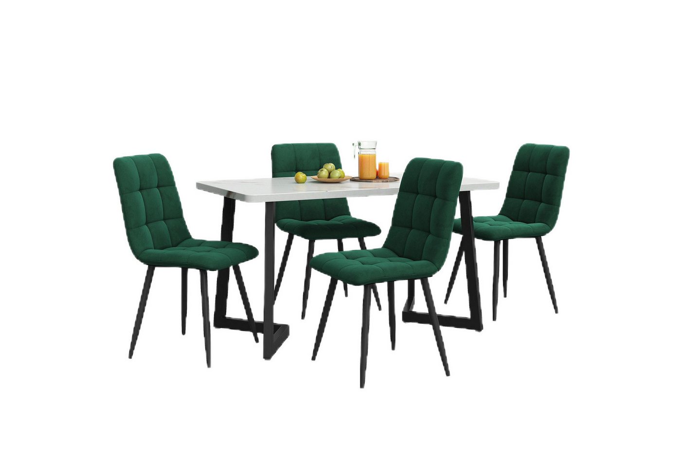 TavilaEcon Essgruppe Rechteckiger Esstisch 117*68*75cm mit 4 Stühlen Set, (5-tlg) von TavilaEcon