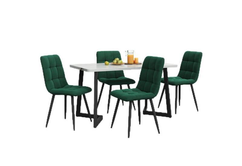 TavilaEcon Essgruppe Rechteckiger Esstisch 117*68*75cm mit 4 Stühlen Set, (5-tlg) von TavilaEcon