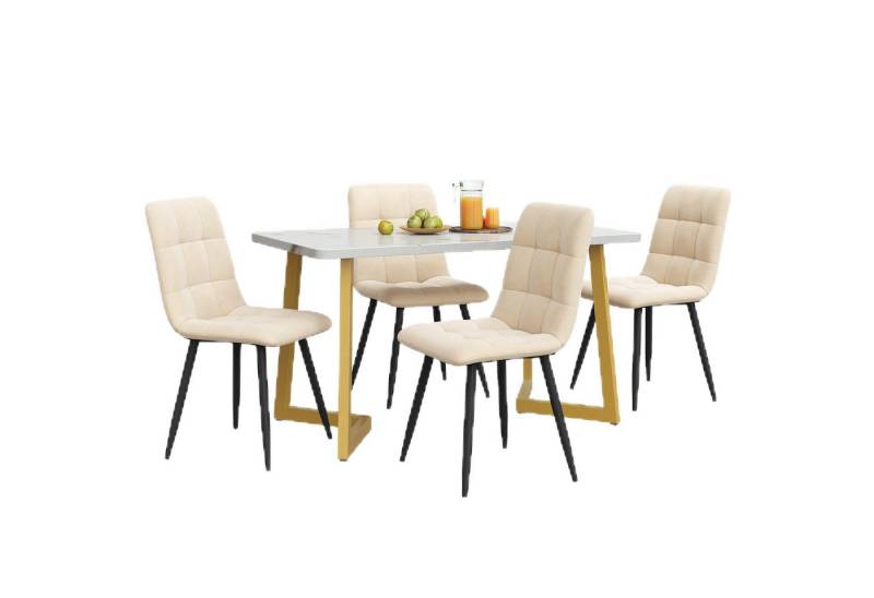 TavilaEcon Essgruppe Rechteckiger Esstisch 117*68*75cm mit 4 Stühlen Set, (5-tlg) von TavilaEcon