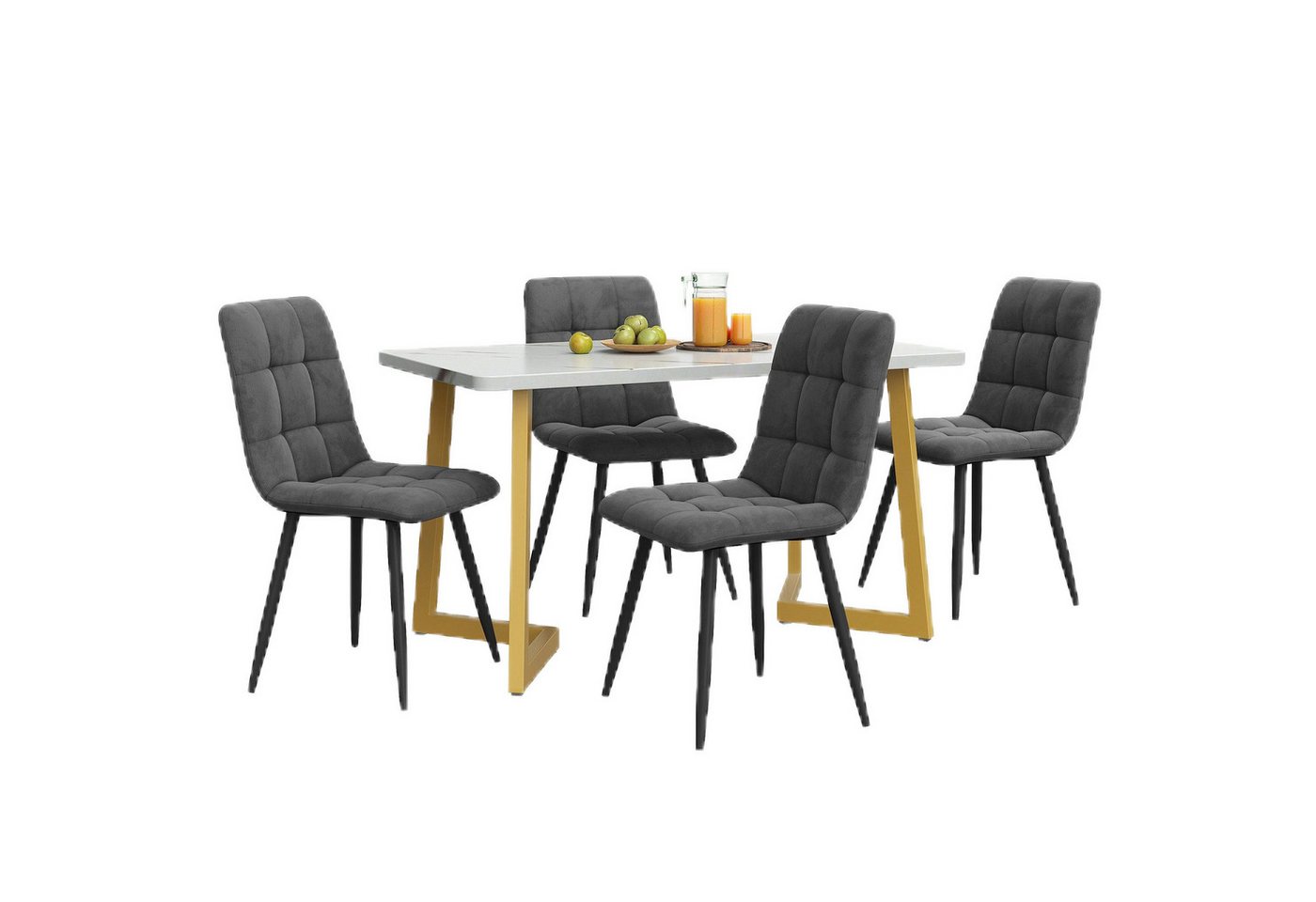 TavilaEcon Essgruppe Rechteckiger Esstisch 117*68*75cm mit 4 Stühlen Set, (5-tlg) von TavilaEcon