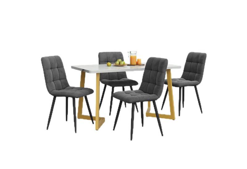 TavilaEcon Essgruppe Rechteckiger Esstisch 117*68*75cm mit 4 Stühlen Set, (5-tlg) von TavilaEcon