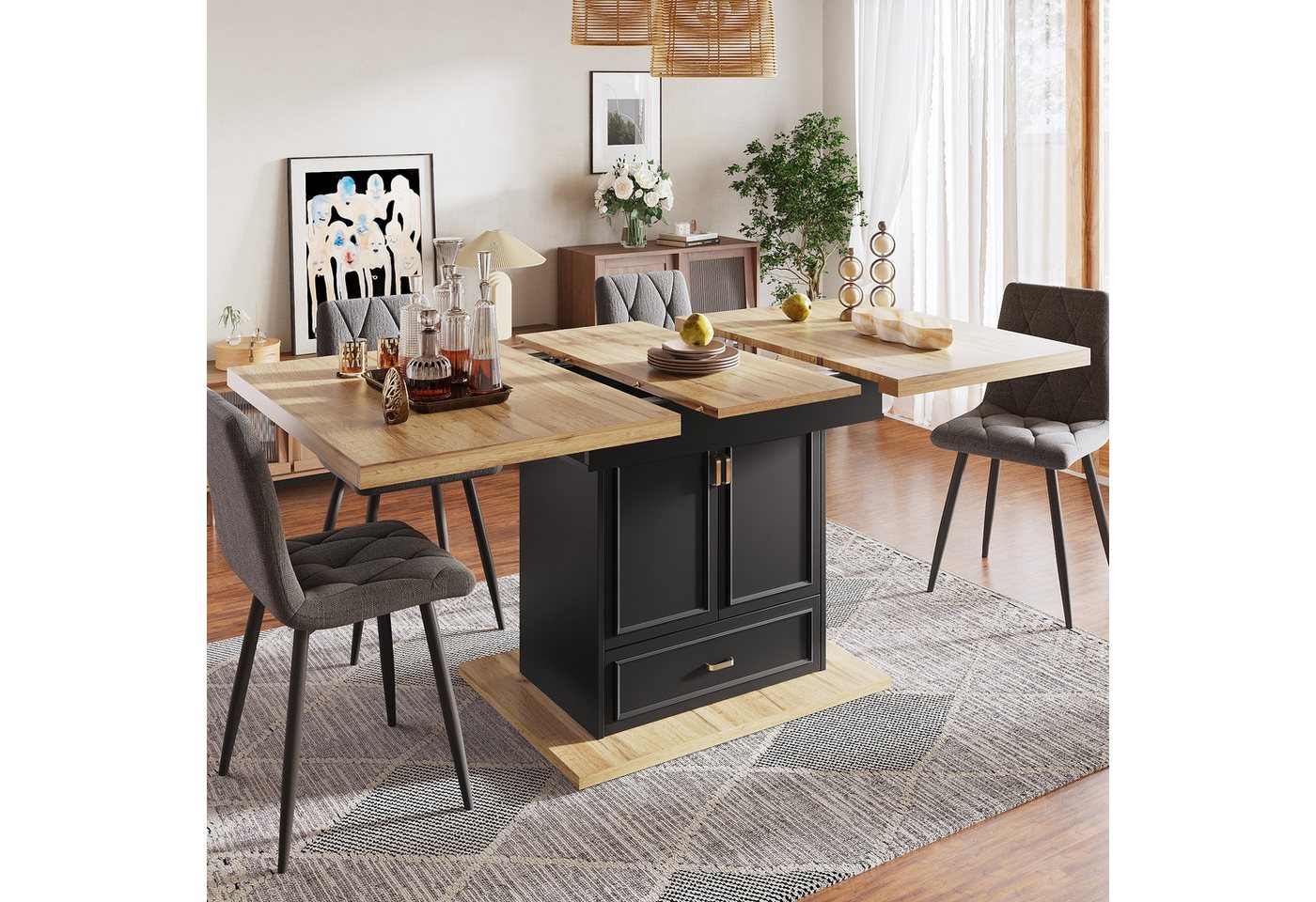 TavilaEcon Esstisch Ausziehbarer Esstisch mit flexible Maße und robuster Tischplatte (1-St), geeignet für Esszimmer, Küchen oder Terrassen von TavilaEcon