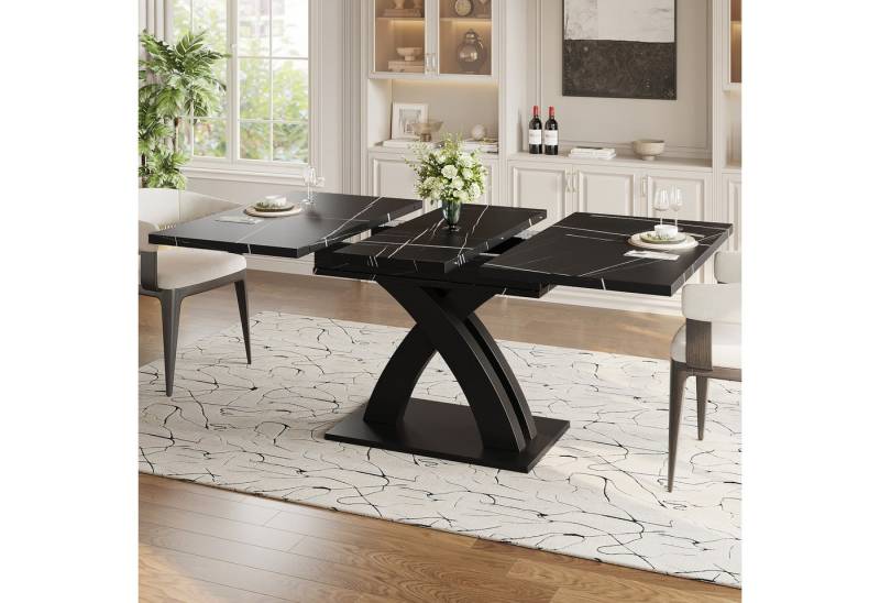 TavilaEcon Esstisch Ausziehbarer Küchentisch aus Holz, mit flexiblen Abmessungen (1-St), mit X-förmige Querstreben, 120-160×80×76cm von TavilaEcon