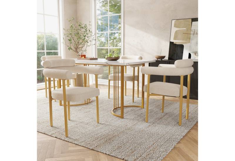 TavilaEcon Esszimmerstuhl Moderne und schlichte Esszimmerstühle aus beige Wildleder (2 St), mit hochdichtem Schwamm, für Familientreffen oder lange Meetings von TavilaEcon