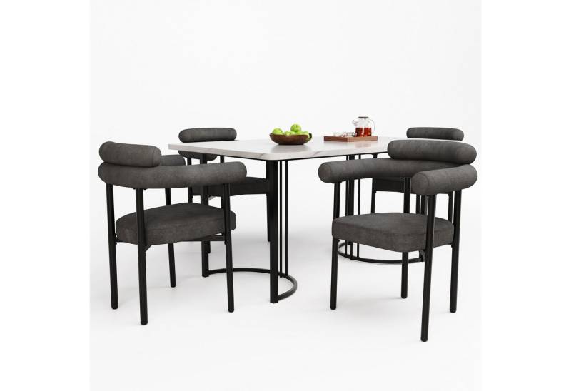 TavilaEcon Esszimmerstuhl aus dunkelgrauem Wildlederstoff, bequeme Ringsitze, 70×62×84cm, grau von TavilaEcon