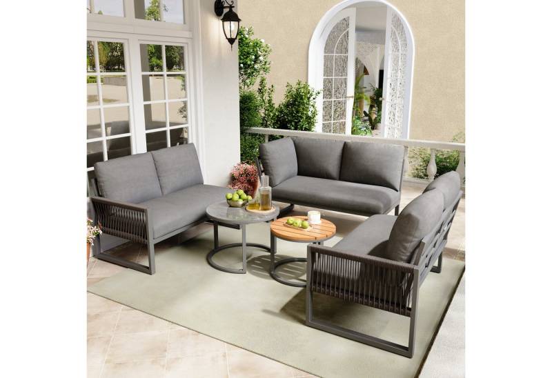 TavilaEcon Gartenlounge-Set Möbelset für 6-7 Personen, Ecksofa mit verzinktem Eisengestell von TavilaEcon