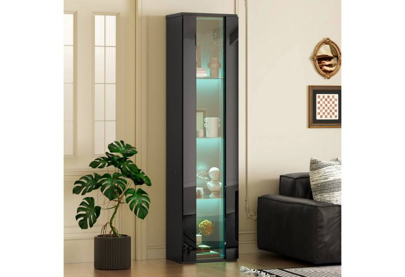 TavilaEcon Glasvitrine mit LED-Farbwechsellicht, Fernbedienung/App-Einstellung Vier Ebenen, Acrylplatte, 40 x 29 x 170cm, schwarz TavilaEcon Glasvitrine mit LED-Farbwechsellicht, Fernbedienung/App-Einstellung Vier Ebenen, Acrylplatte, 40 x 29 x 170cm, schwarz von TavilaEcon