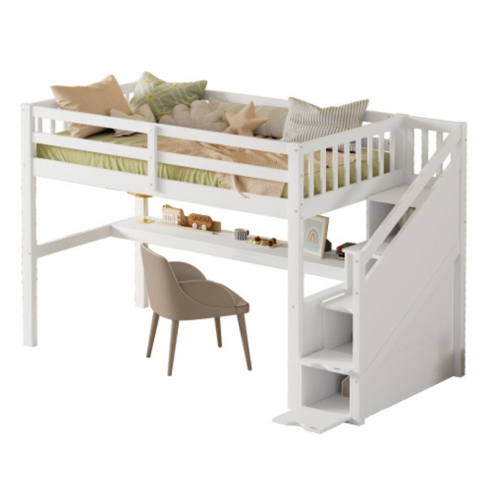 TavilaEcon Hochbett Kinderbett mit Stauraumtreppe und Unterbettschreibtisch Kinderbett Stauraumbett Funktionsbett Holzbett 90 x 200 cm TavilaEcon Hochbett Kinderbett mit Stauraumtreppe und Unterbettschreibtisch Kinderbett Stauraumbett Funktionsbett Holzbett 90 x 200 cm von TavilaEcon