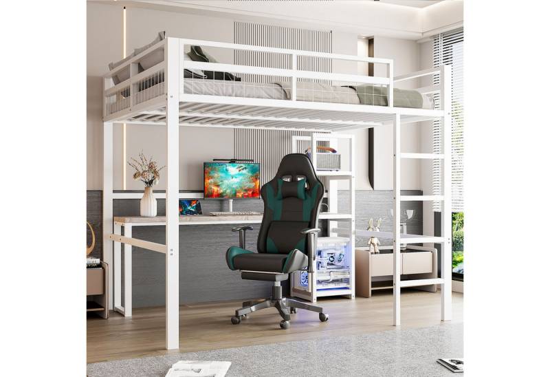 TavilaEcon Hochbett Multifunktionales Kinder-Hochbett mit Schreibtisch & Steckdosen Robustes Eisenrahmen-Design, Integrierte USB/Type-C-Ladestation von TavilaEcon