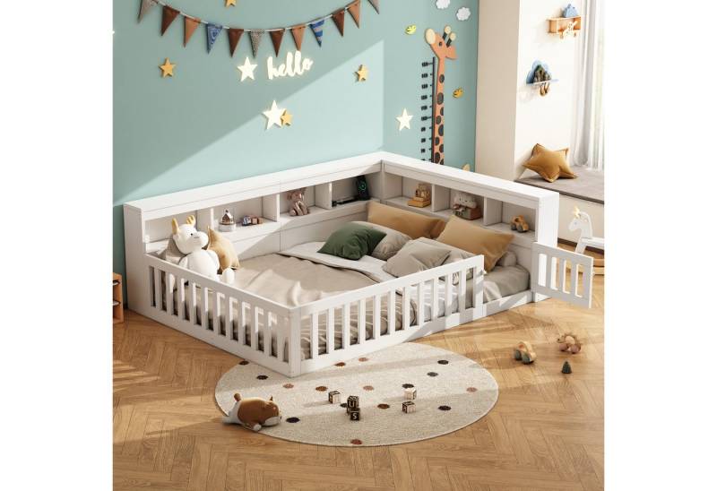 TavilaEcon Kinderbett Modernes Bett mit USB-Ladestation & Stauraum, 150kg Tragkraft, integrierte Steckdosen & Ablagefächer von TavilaEcon