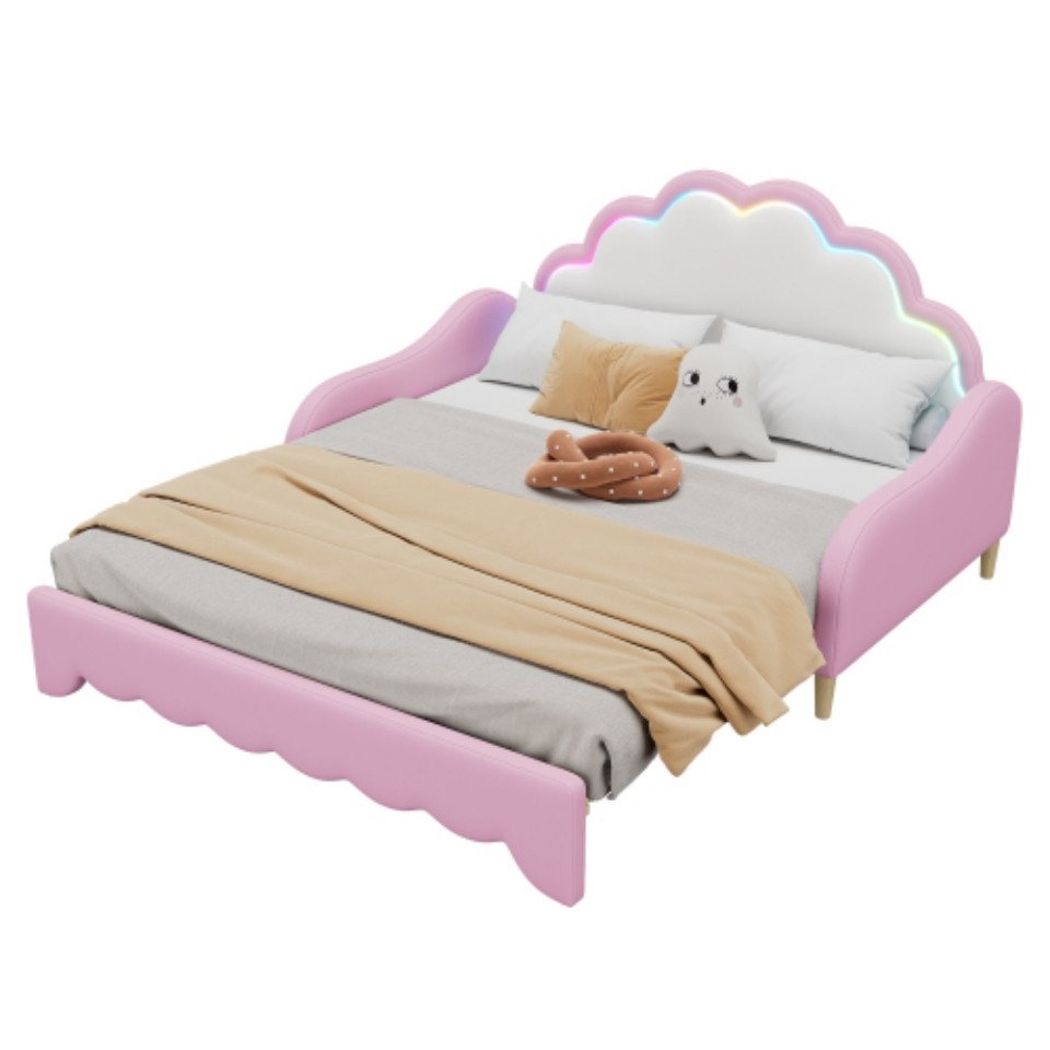 TavilaEcon Kinderbett Polsterbett Sofabett Daybett Tagesbett, Kopfteil mit Lauflicht, 140x200cm von TavilaEcon