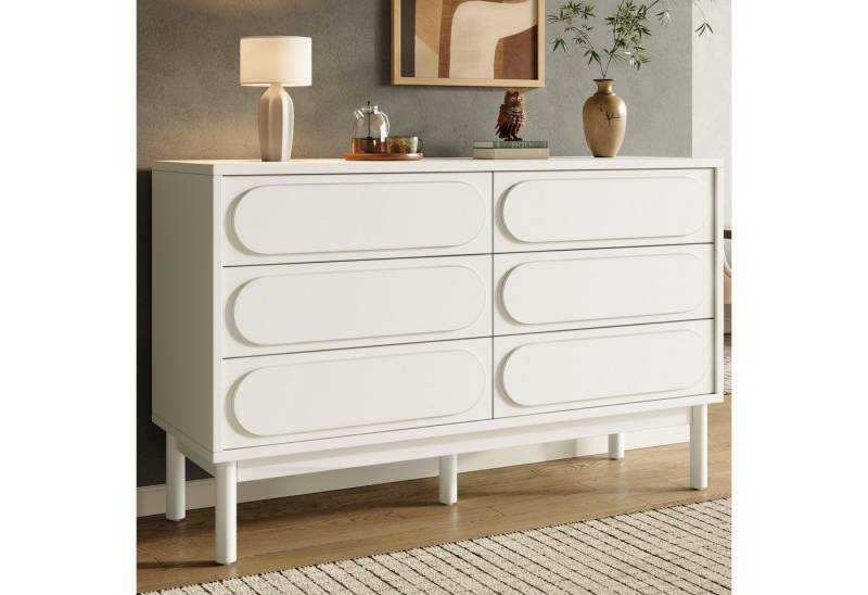 TavilaEcon Kommode Esszimmerschrank, Schubladenkommode mit verstellbaren Füßen (1 St), mit dreidimensionalem Schranktürdesign und 6 geräumigen Schubladen von TavilaEcon