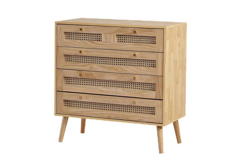 TavilaEcon Kommode Klassische Schrank mit 3 Schubladen und Rattan-Schubladenplatte, 80x40x83cm von TavilaEcon