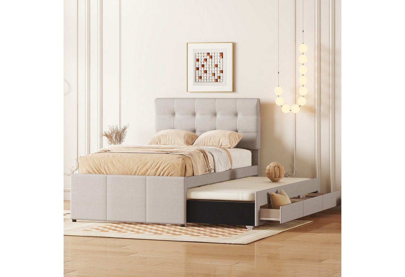 TavilaEcon Polsterbett Doppelbett, Familienbett mit drei Schubladen, Verstellbares Kopfteil, ausziehbares Bett 90x190cm TavilaEcon Polsterbett Doppelbett, Familienbett mit drei Schubladen, Verstellbares Kopfteil, ausziehbares Bett 90x190cm von TavilaEcon