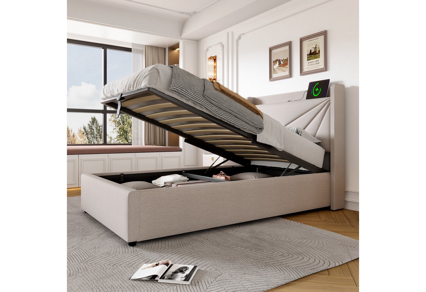TavilaEcon Boxspringbett Einzelbett mit Stauraum und USB Typ C Ladefunktion TavilaEcon Boxspringbett Einzelbett mit Stauraum und USB Typ C Ladefunktion von TavilaEcon