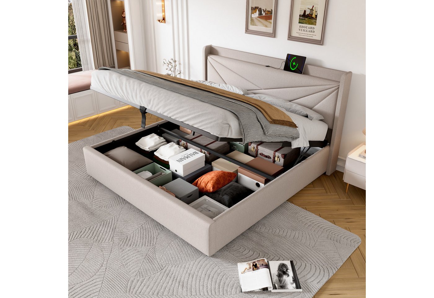 TavilaEcon Boxspringbett Einzelbett mit Stauraum und USB Typ C Ladefunktion TavilaEcon Boxspringbett Einzelbett mit Stauraum und USB Typ C Ladefunktion von TavilaEcon