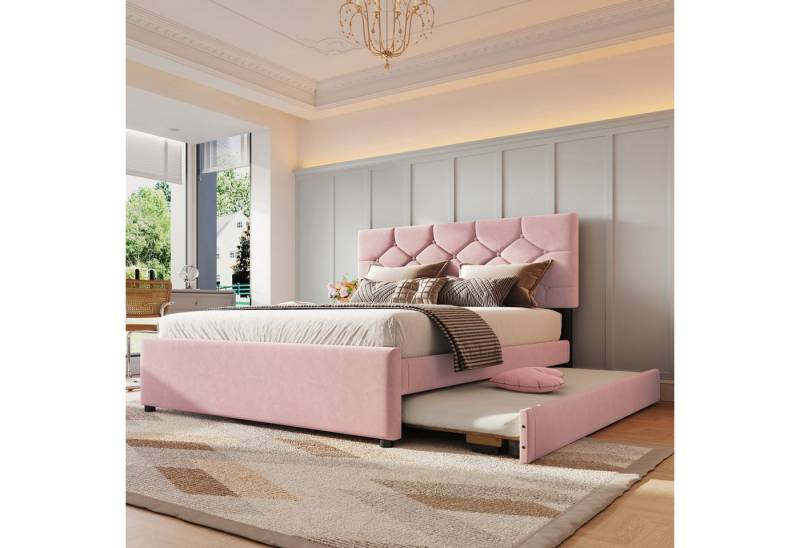 TavilaEcon Polsterbett Jugendbett Funktionsbett mit Multifunktionales Rollbett (ohne Matratze), 140x200cm/90x190cm von TavilaEcon