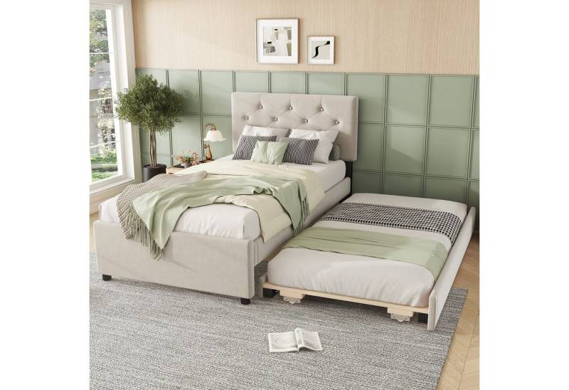 TavilaEcon Polsterbett Jugendbett Funktionsbett mit Multifunktionales Rollbett (ohne Matratze), 90x200cm/90x190cm von TavilaEcon