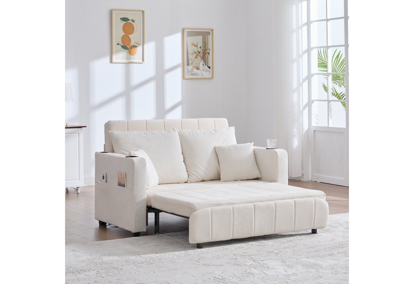 TavilaEcon Schlafsofa Multifunktionales Schlafsofa, Ausziehsofa mit praktischer Aufbewahrung, 1 Teile, mit USB-Ladefunktion und komfortablem Sitzgefühl von TavilaEcon