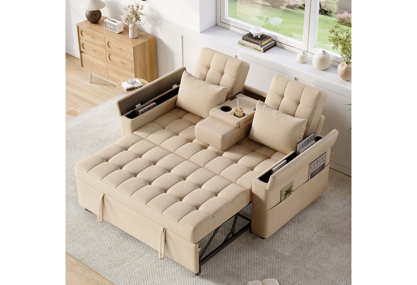 TavilaEcon Schlafsofa Multifunktionales Schlafsofa mit Stauraum & verstellbarer Rückenlehne, 1 Teile, für Wohnzimmer, Schlafzimmer oder Wohnung von TavilaEcon